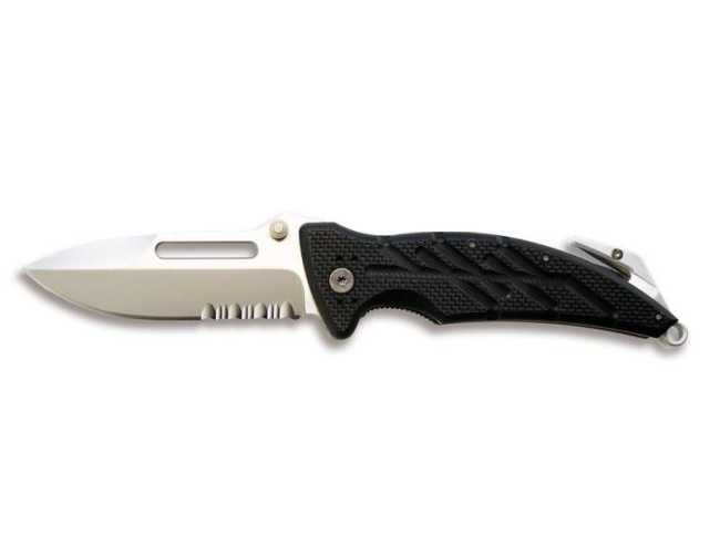  08761 Нож Ontario XR-1 BLACK TAN RESCUE FOLDER, серрейтор