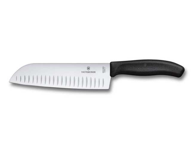 Нож кухонный сантоку Victorinox SwissClassic 17 см, черный, 6.8523.17B) 4000505
