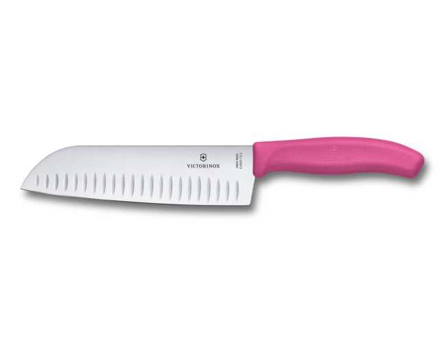 Нож кухонный сантоку Victorinox SwissClassic 17 cм, розовый, (6.8526.17L5B) 4000490