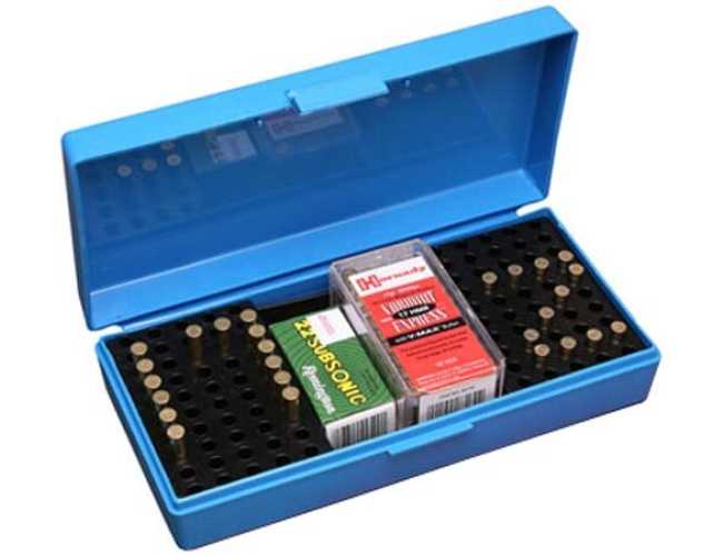 Коробка MTM SB-200 на 250 патронов кал. 22 LR; на 200 шт. кал. 22 WMR и на 150 шт. кал. 17 HMR. Цвет – голубой.