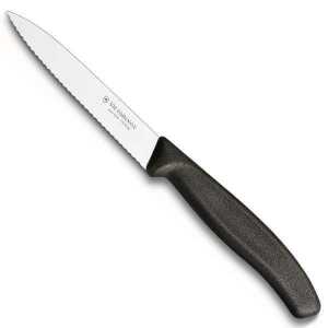 Нож кухонный Victorinox SwissClassic, 10см, волнистое лезвие, черный